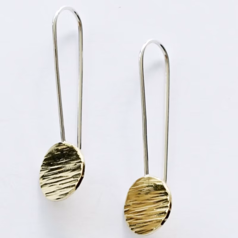 Drop textured brass earing